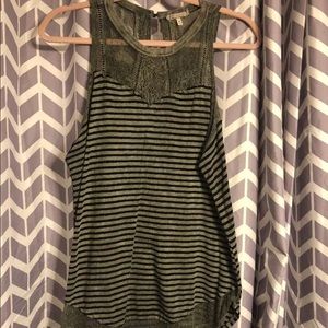 Green and black stripped tank